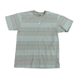 Mens Playboy By Pads in Shirt Brown/beige Striped Short Sleeve Top Medium Y2K